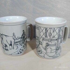Vintage A Eddy mugs Home collection‎ the ploughman black white monochrome